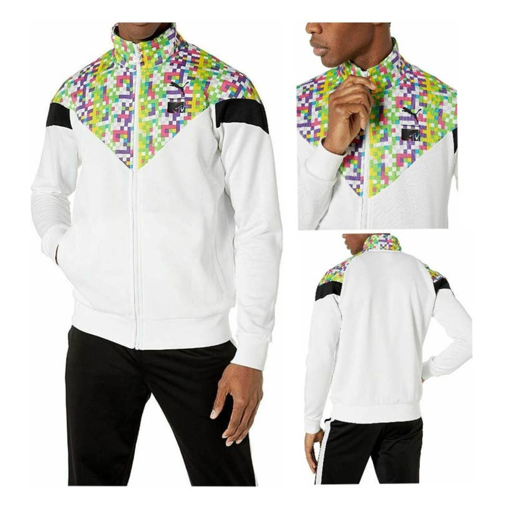 PUMA X MTV MCS Track Jacket Top AOP Multicolor Pixel Print 579673 02‎ Mens Small